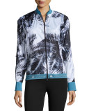 Palm-Print Run Jacket, Black/White