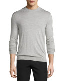 Riland Silk-Cashmere Crewneck Sweater, Foam Heather