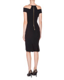 Off-the-Shoulder Pleated-Hem Dress, Navy