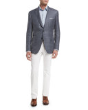 Check Two-Button Sport Coat, Taupe