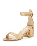 Versilia Quilted Metallic Mid-Heel Sandal, Glam