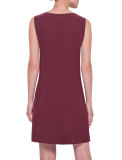 Sleeveless Pleated-Front Sheath Dress, Dahlia