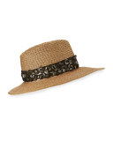 Gabriella 3D Floral Fedora Hat, Camel