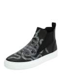 Essie Snake-Print Sneaker Boot, Black