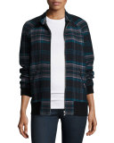 Plaid Bomber Jacket, Navy