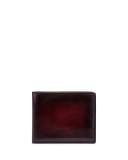 Calf Leather Bi-Fold Wallet, Burgundy