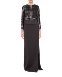 Sequined Zip-Front Jacket, Black
