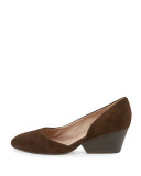 Lily Suede Half-D'Orsay Pump, Chocolate