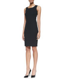 Milano Pique Knit Scoop-Neck Dress, Caviar