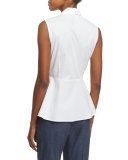 Sleeveless Stretch-Cotton Peplum Top 