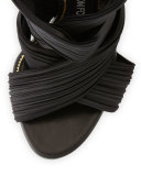 Ruched Crisscross 105mm Sandal, Black