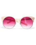Up and At Em Semi-Rimless Round Sunglasses, Pink/Red