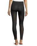 Woolen Lace-Trim Leggings, Black