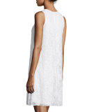 Sleeveless Beaded Lace Swing Dress, Ivory