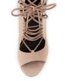 Ella Lace-Up Block-Heel Bootie, Dark Modern Beige