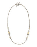 Gold Bullet-Station Necklace, 18"L