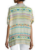 Mellow Fields Short-Sleeve Georgette Top, Multi Colors, Plus Size