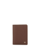 Folded Calfskin Credit Card Case, Brown 