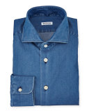 Long-Sleeve Denim Dress Shirt