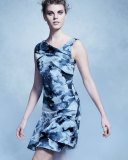 Cloud Jacquard Layered Ruffle Dress