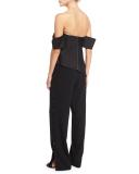 Agathe Layered Off-the-Shoulder Corset Top, Black Multi