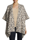 Double-Knit Cashmere Leopard Shawl, Bone