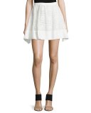 Bianca Floral-Macrame Skirt, Ivory