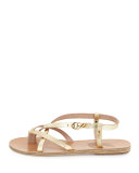 Semele Strappy Flat Sandal, Gold