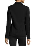 Frayed-Trim Knit Jacket, Black