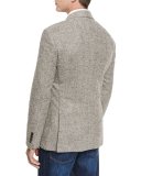 Herringbone Three-Button Sport Jacket, Farro