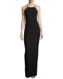 Elana Sleeveless Cutout-Back Gown, Black