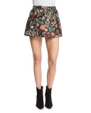 Floral-Print Jacquard Skort