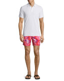 Moorea Gecko-Print Swim Trunks, Pink