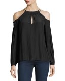 Heidi Cold-Shoulder Top, Black