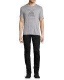 Seamed Motorcycle Skinny Jeans, Blue-Black