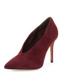 Portia Suede Pointed-Toe Pump, Oxblood
