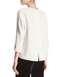 Open-Back Crewneck Top, Chalk