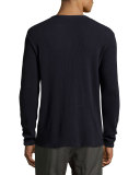 Hudson Ribbed Henley T-Shirt, Navy