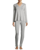 Terry Lounge Long Sleeve Top, Light Heather Gray