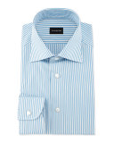 Bengal-Stripe Woven Dress Shirt, Open White Pattern
