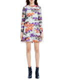 Avalon Long-Sleeve Dropped-Waist Mini Dress