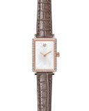 Shirley Fromer 32mm Alligator Strap Watch with Diamond Bezel