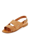 Cuture Leather Flat Sandal, Honey