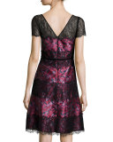 Short-Sleeve Floral-Print Dress, Multi 