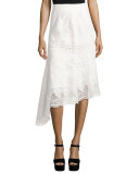 Pollen Lace Asymmetric Midi Skirt, Ivory