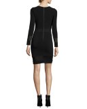 Madie Mesh-Panel Fitted Dress, Black