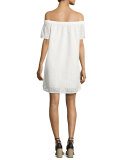 Flavia Eyelet Lace Off-the-Shoulder Shift Dress, White