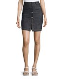 High-Waist Denim Mini Skirt, Blue