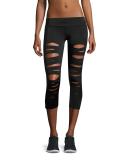 Shred Capri Performance Leggings, Black