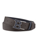 Calf Leather B-Buckle Belt, Dark Navy
